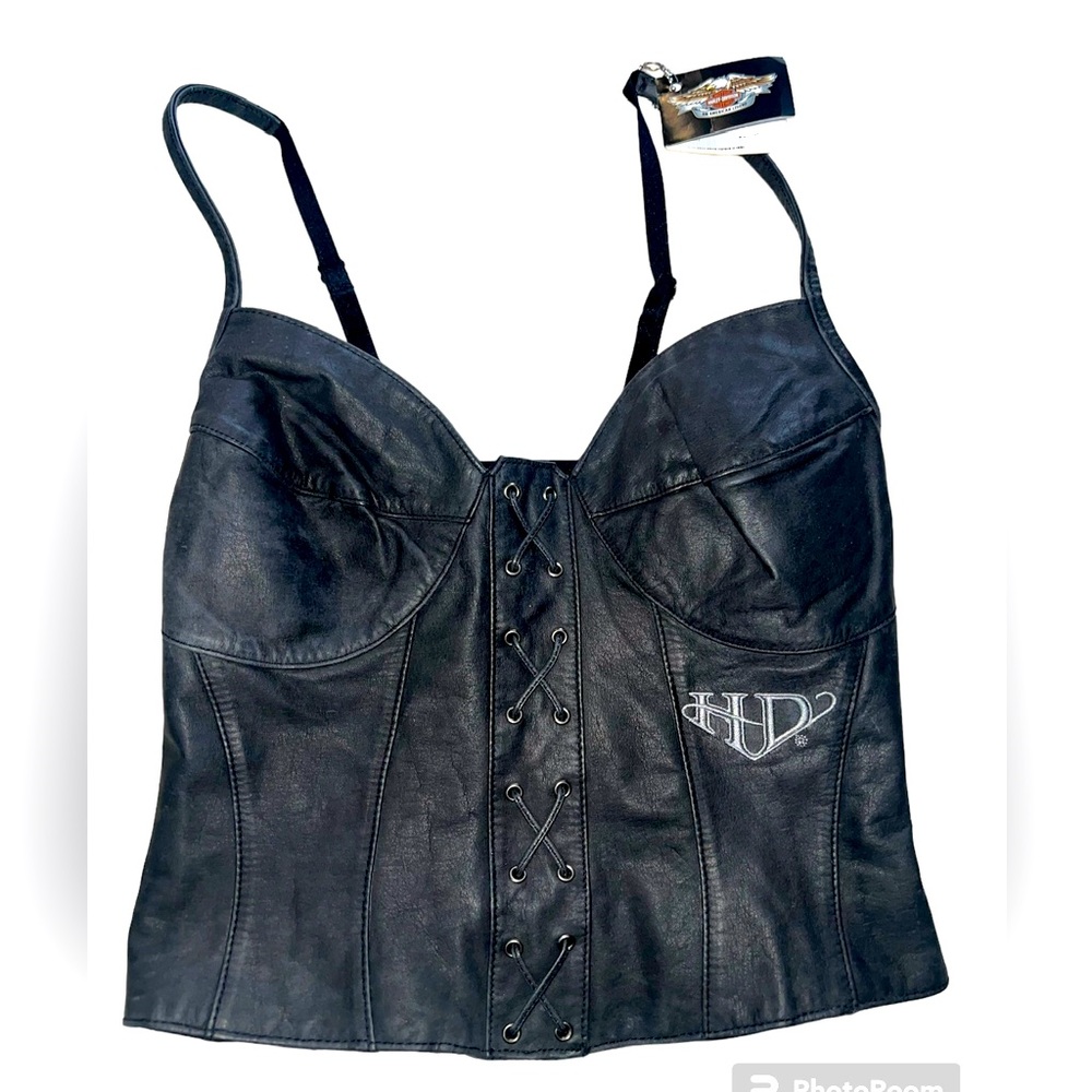 Vintage Harley Davidson Leather Crop Cami size XS